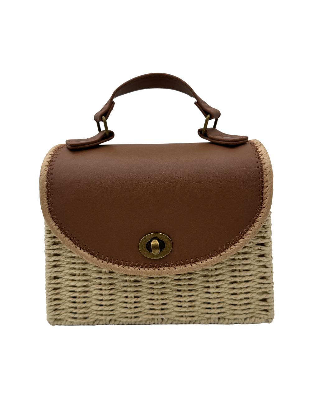 Bolso Bandolera de Rafia y Cuero Marrón - Estilo Boho Chic Mediterráneo