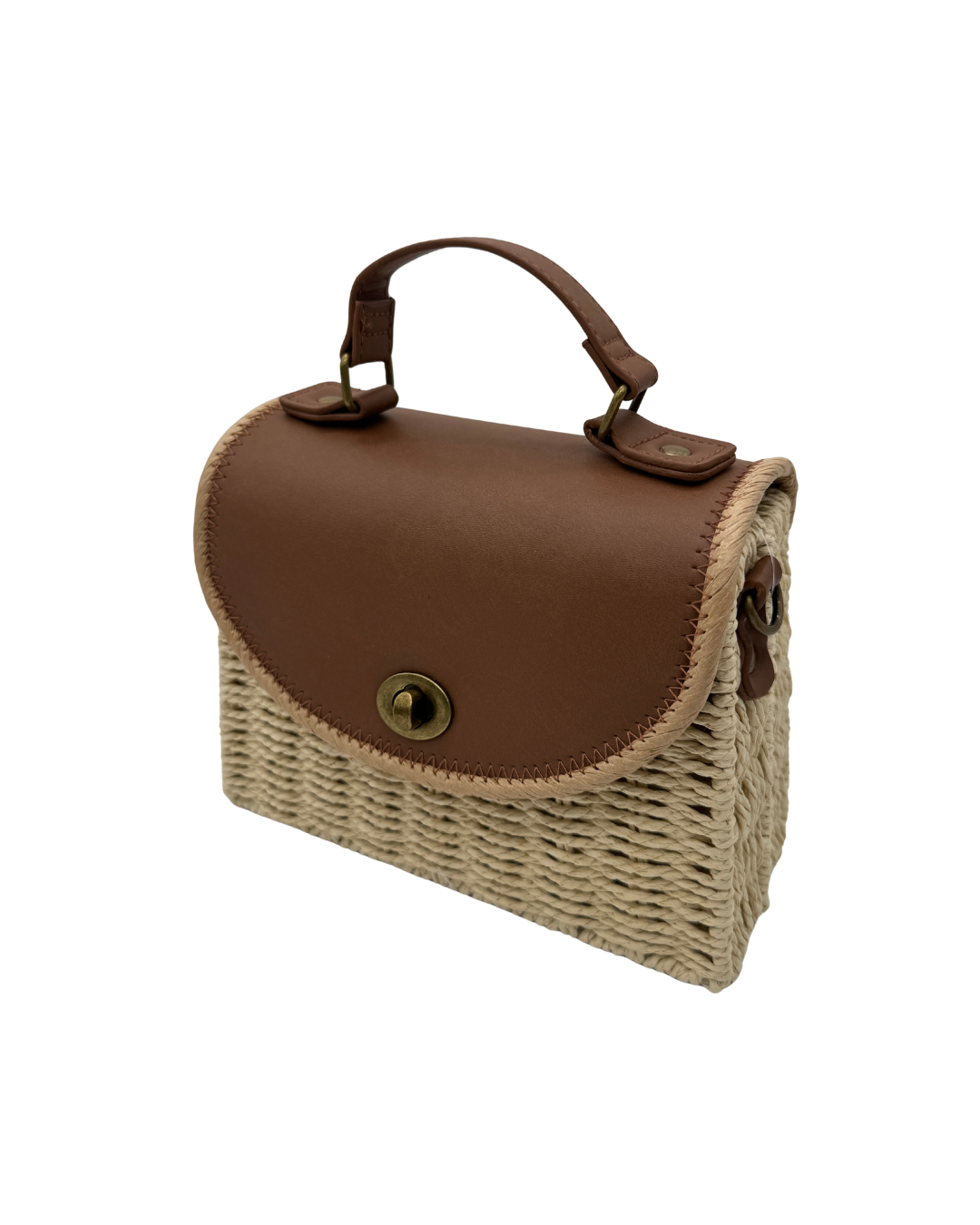 Bolso Bandolera de Rafia y Cuero Marrón - Estilo Boho Chic Mediterráneo