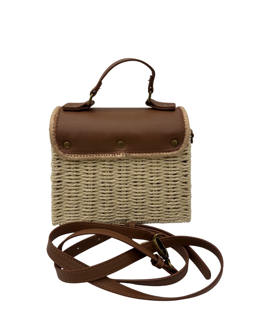 Bolso Bandolera de Rafia y Cuero Marrón - Estilo Boho Chic Mediterráneo