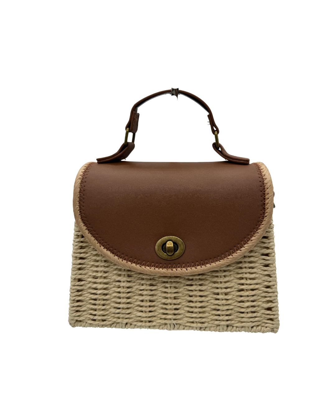 Bolso Bandolera de Rafia y Cuero Marrón - Estilo Boho Chic Mediterráneo