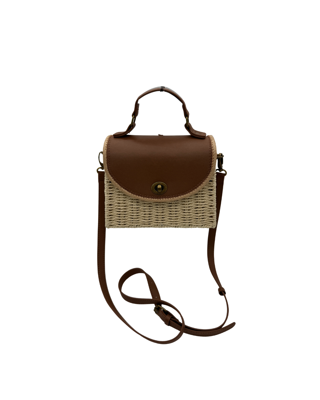 Bolso Bandolera de Rafia y Cuero Marrón - Estilo Boho Chic Mediterráneo
