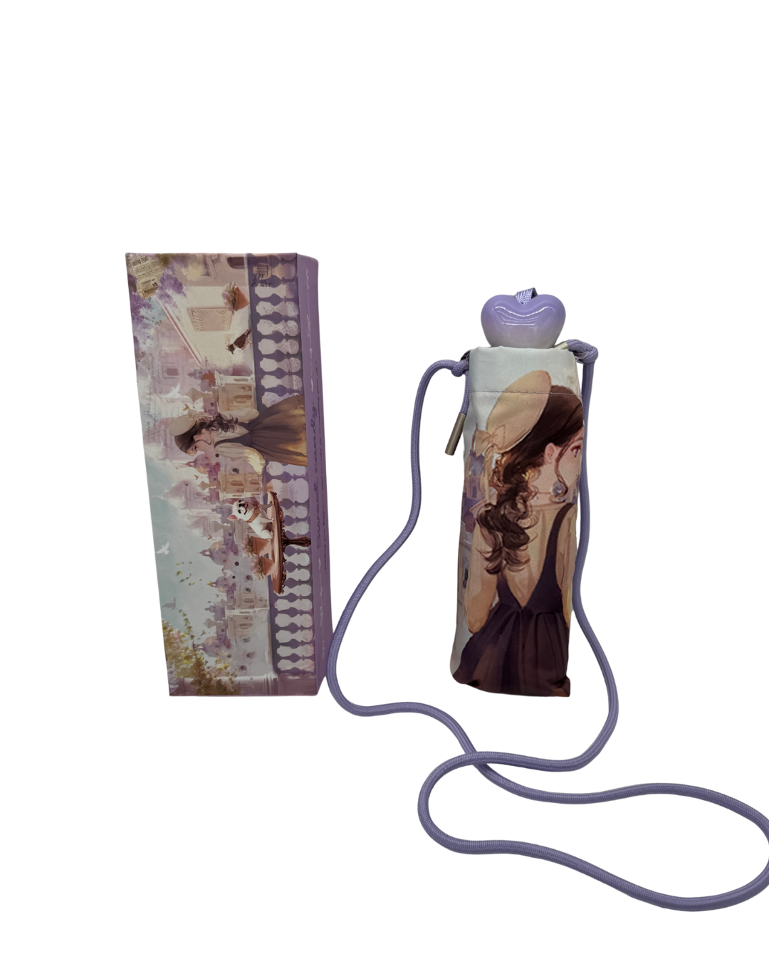 Paraguas Plegable Sweet Candy - Diseño Perro Bulldog y Ciudad con Funda Bandolera