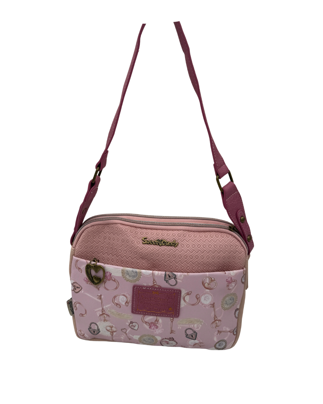Bolso Bandolera Sweet Candy Vintage Rosa - Diseño Niña y Perrito con Doble Asa