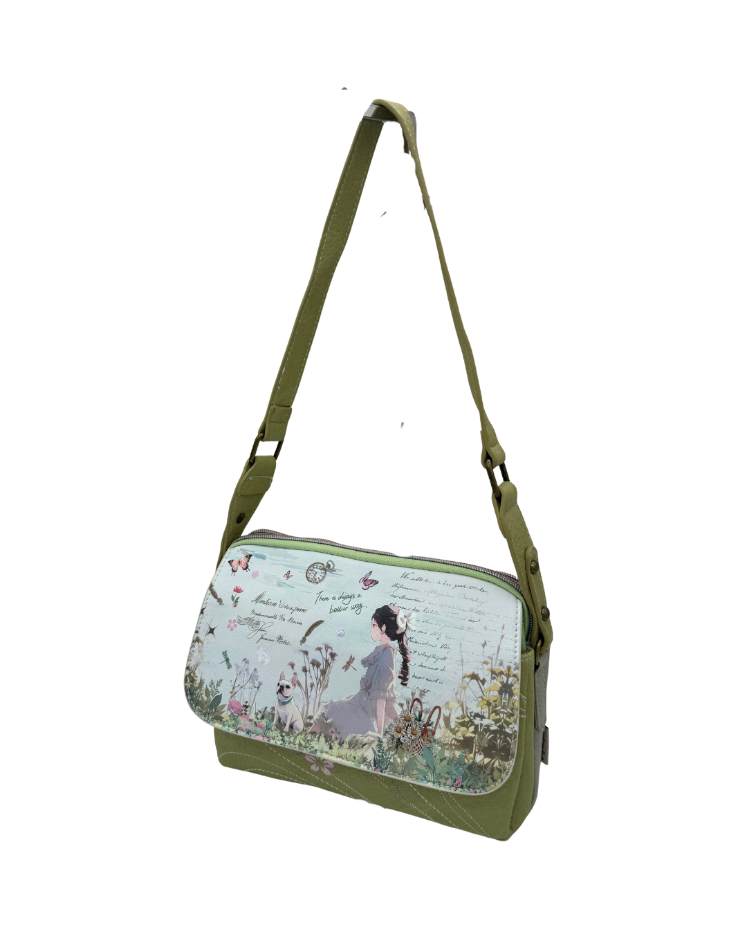 Bolso Bandolera Sweet Candy Verde - Diseño Artístico con Doble Correa Ajustable