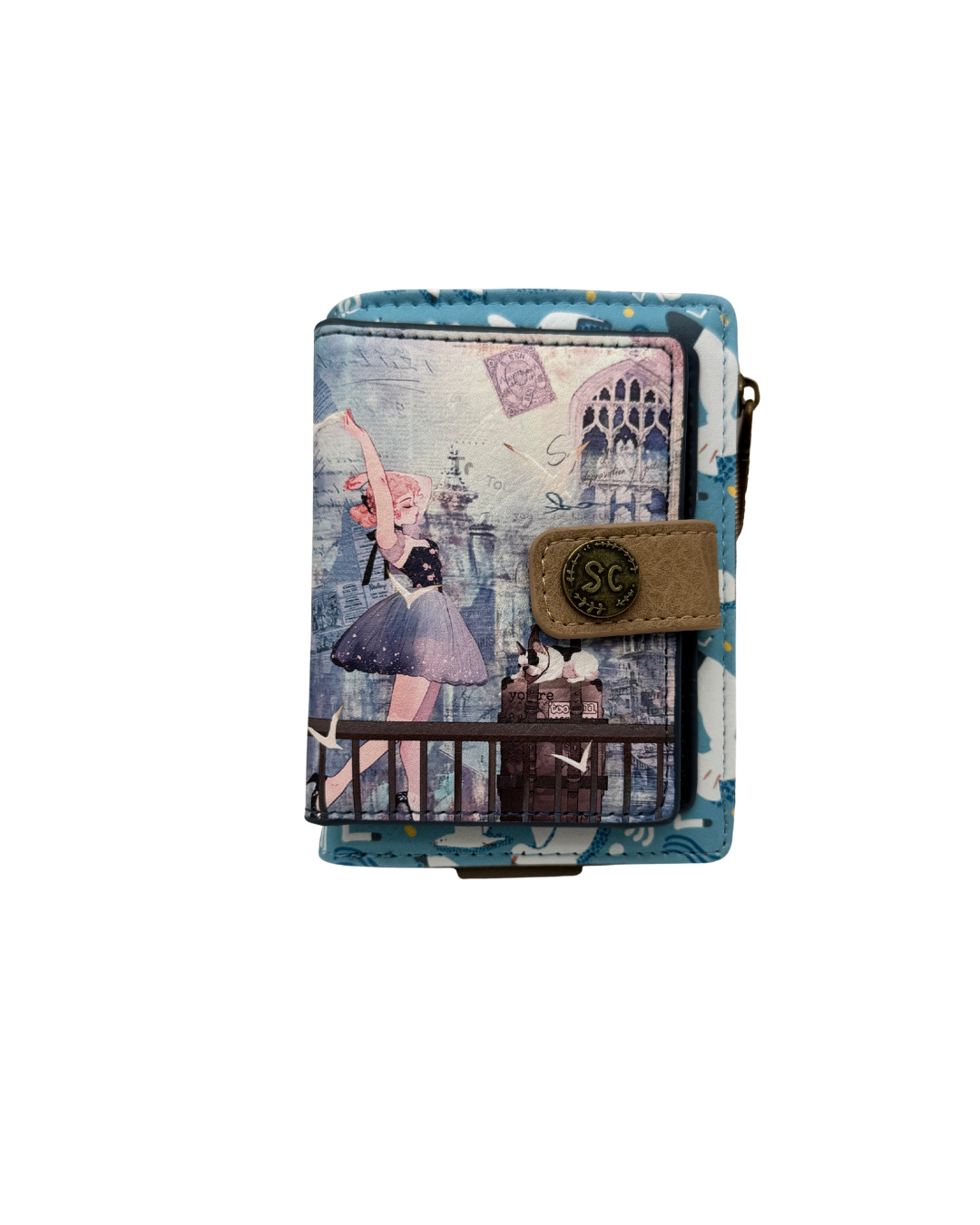 Cartera Monedero Estampado Artístico para Mujer - Billetera Pequeña con Cierre de Botón y Cremallera Sweet Candy