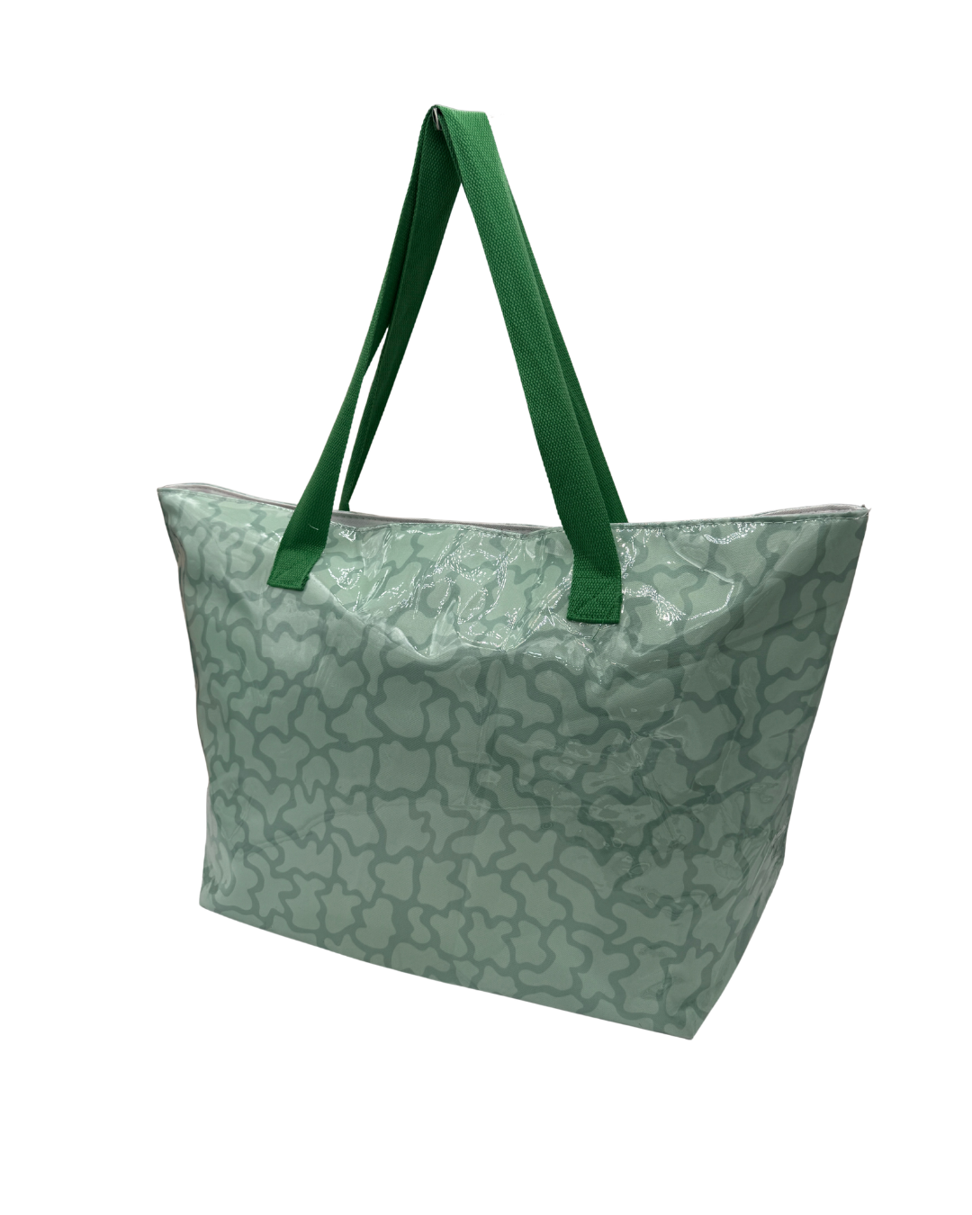 Bolso de Playa XL con Estampado de Osos - Maxi Tote Impermeable Verde Mint
