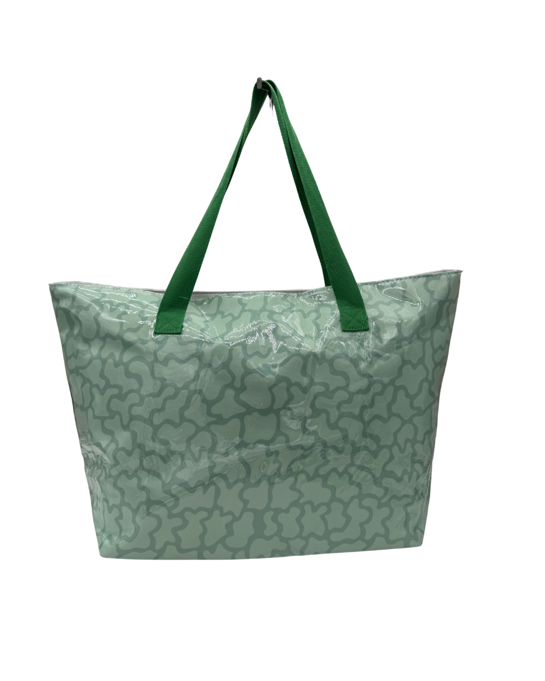 Bolso de Playa XL con Estampado de Osos - Maxi Tote Impermeable Verde Mint