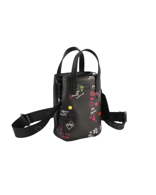 Bolso Móvil Pepe Moll Negro - De Mano y Bandolera con Estampado Graffiti