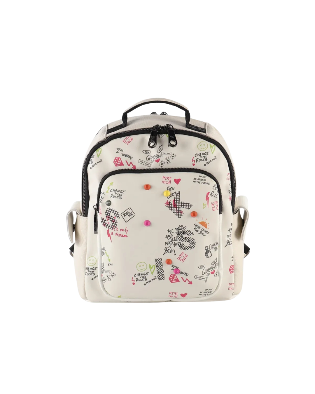 Mochila Casual Pepe Moll Urban Style - Bolso Mochila Blanca con Diseño Graffiti "Change the Rules