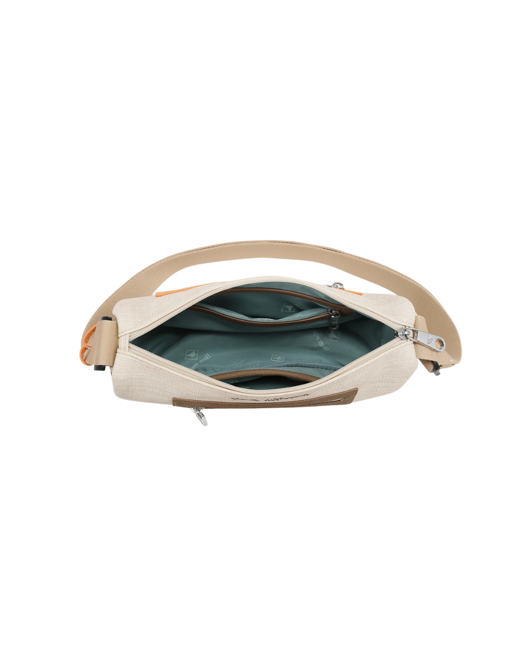 Bolso Bandolera Pepe Moll de Lona Beige y Marrón - Diseño "Think Different"