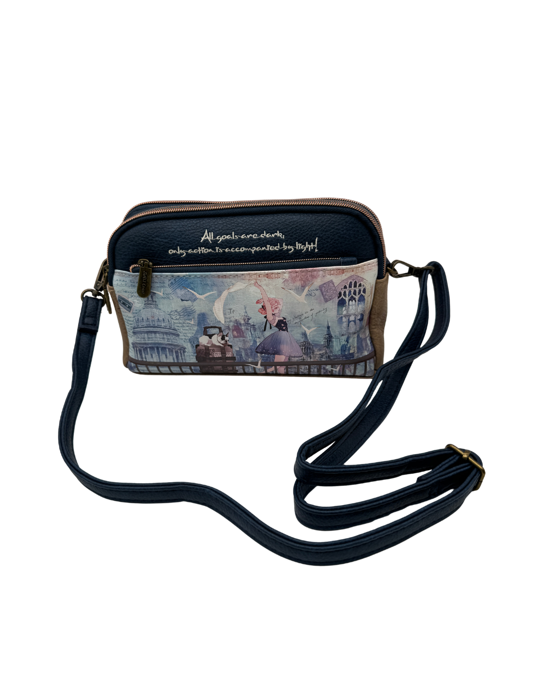 Bolso Bandolera Sweet Candy Artístico - Triple Compartimento y Diseño Ilustrado