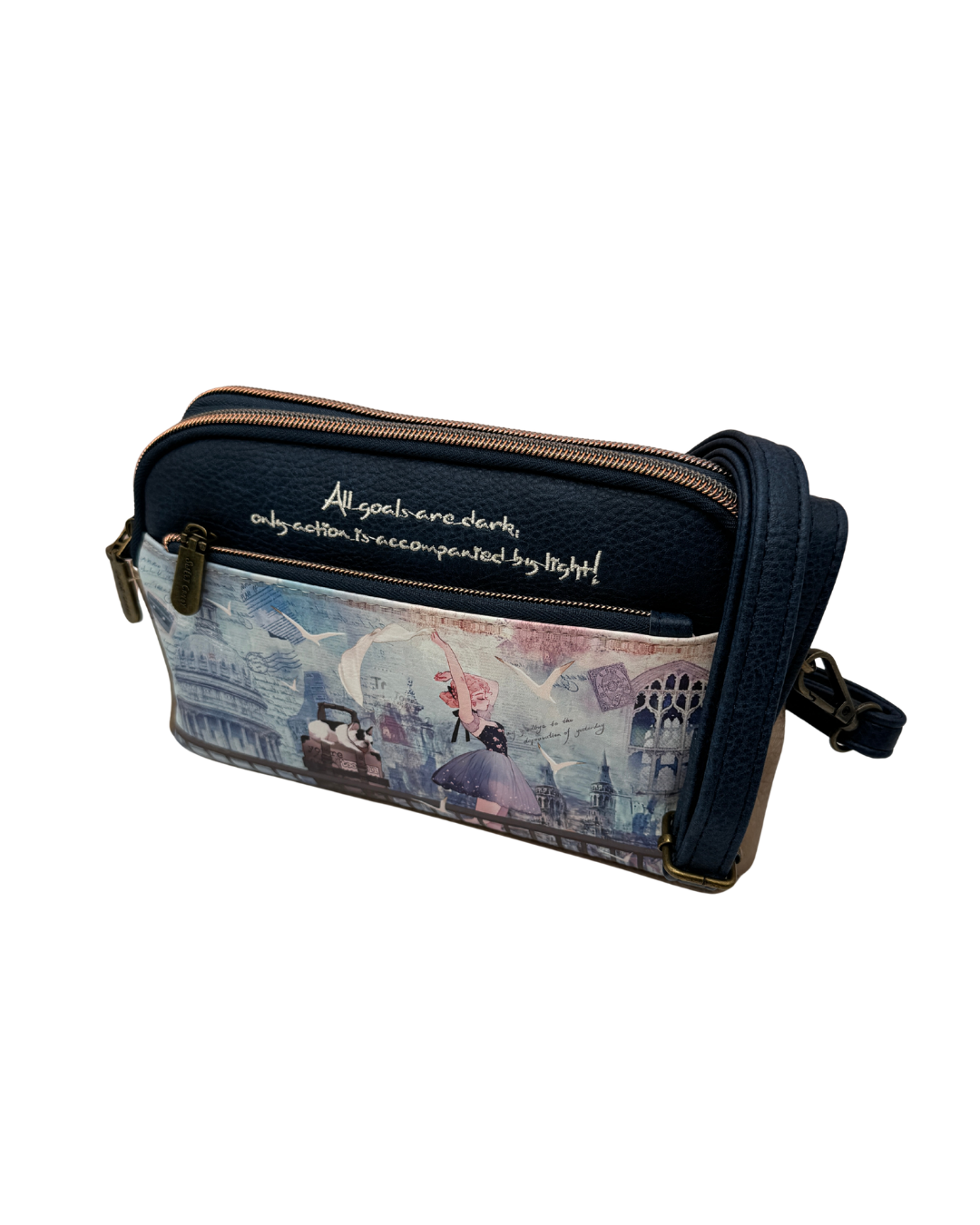 Bolso Bandolera Sweet Candy Artístico - Triple Compartimento y Diseño Ilustrado