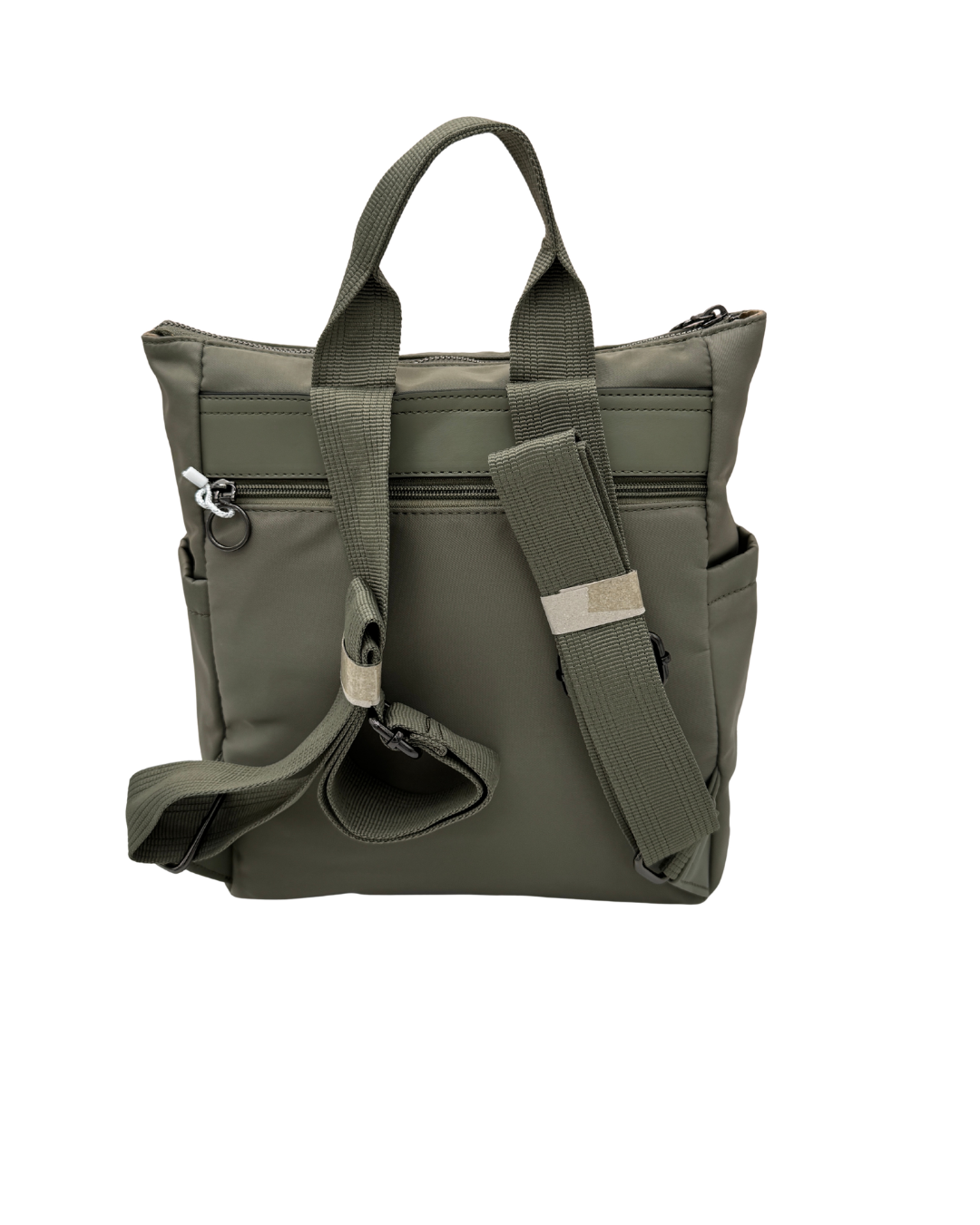 Mochila Urbana de Nylon Verde Oliva - Bolso de Espalda Ligero y Resistente con Bordado Geométrico