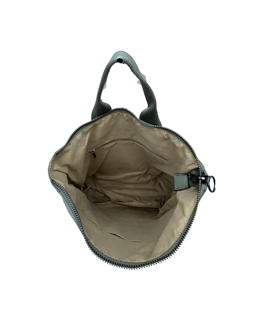 Mochila Urbana de Nylon Verde Oliva - Bolso de Espalda Ligero y Resistente con Bordado Geométrico