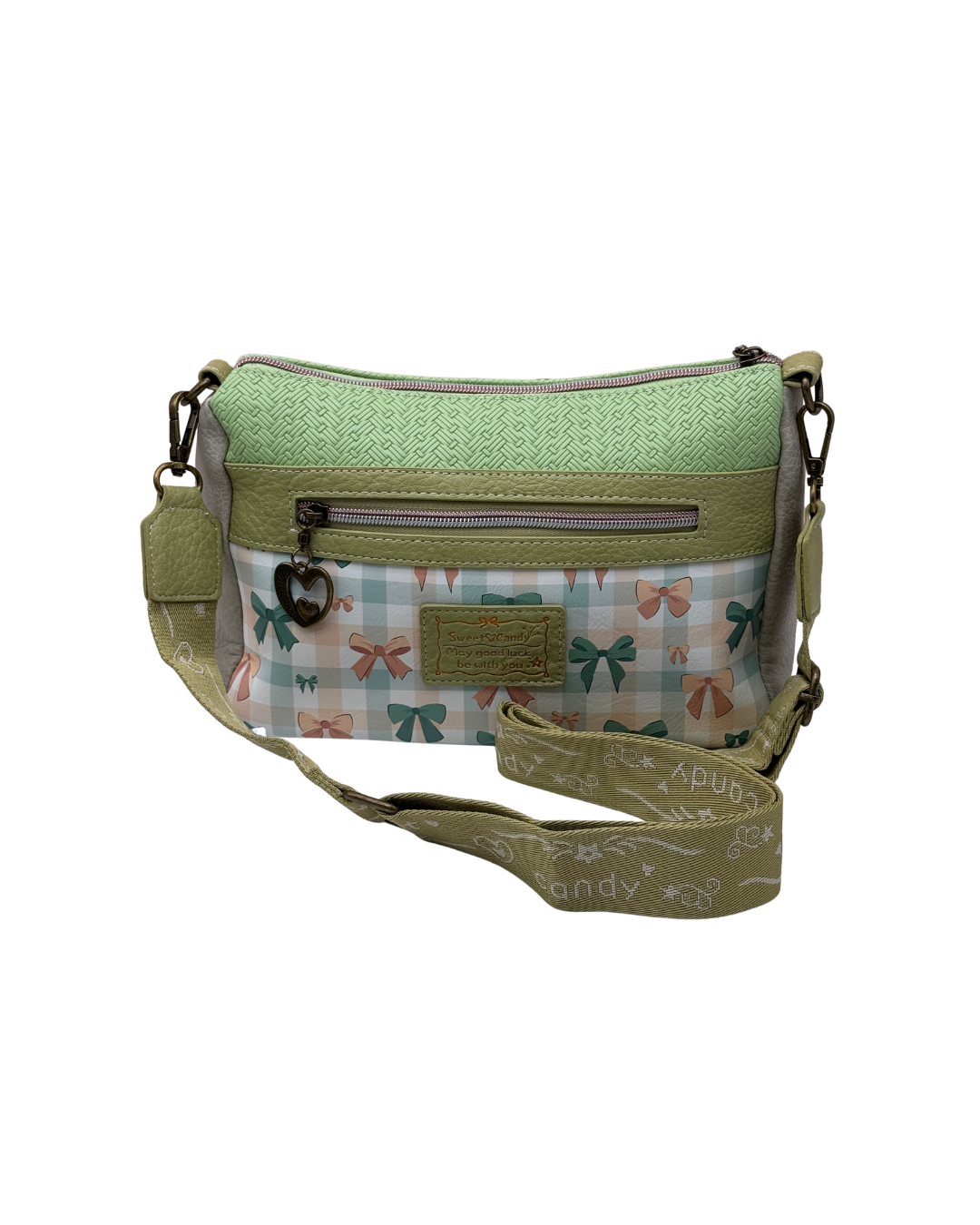 Bolso Bandolera Sweet Candy - Diseño Ilustrado Vintage y Detalles Bordados - Verde
