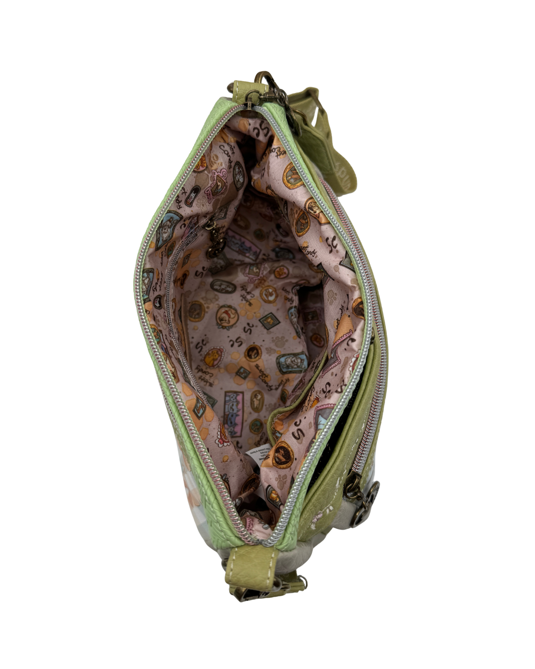 Bolso Bandolera Sweet Candy - Diseño Ilustrado Vintage y Detalles Bordados - Verde