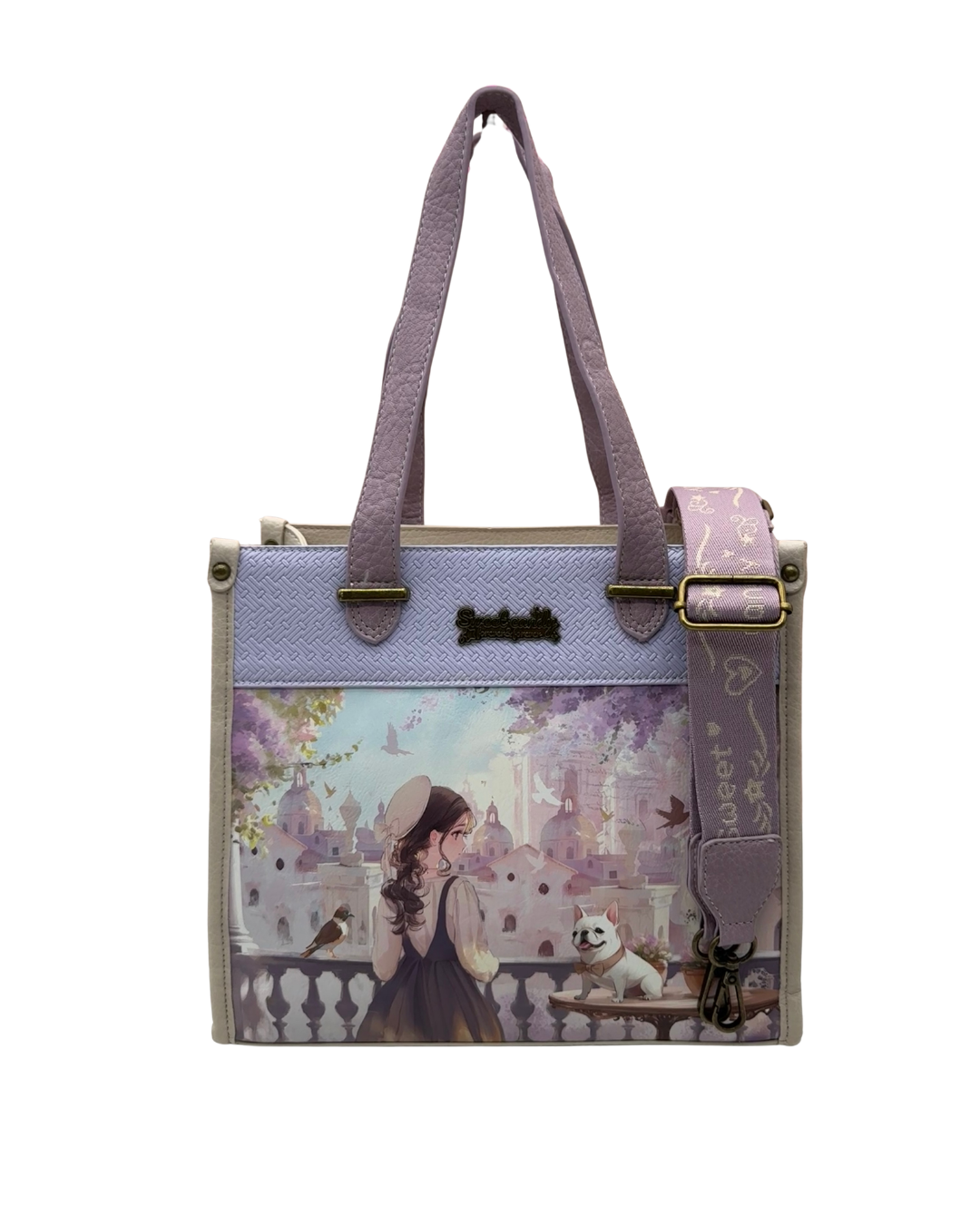 Bolso Sweet Candy: De Mano y Bandolera con Ilustración Artística Lila