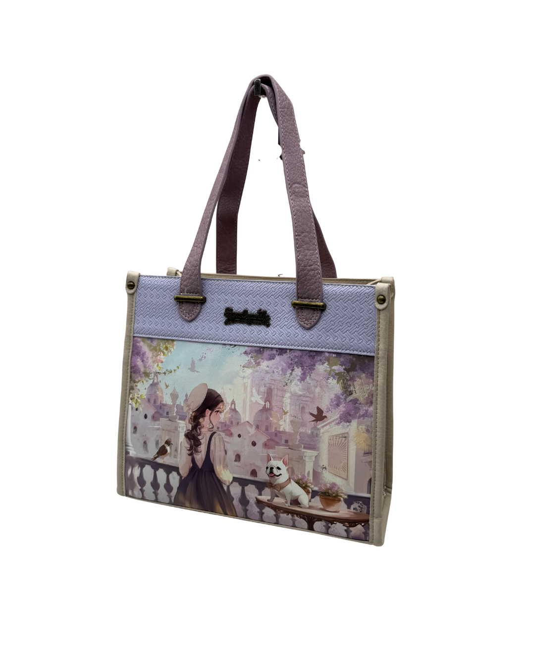 Bolso Sweet Candy: De Mano y Bandolera con Ilustración Artística Lila