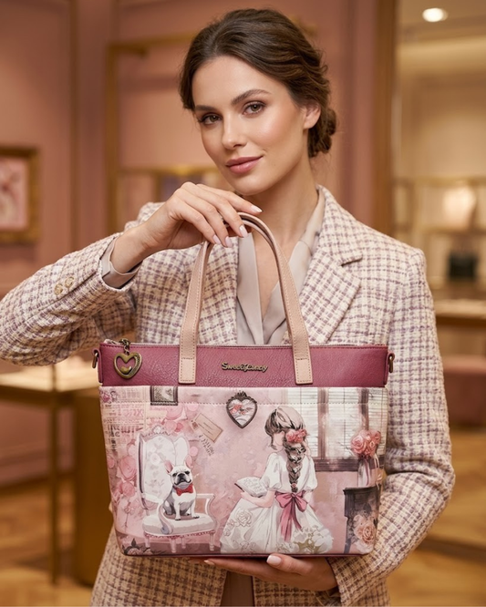 Bolso de Mano y Bandolera Sweet Candy - Diseño Vintage con Ilustración y Detalle de Corazón