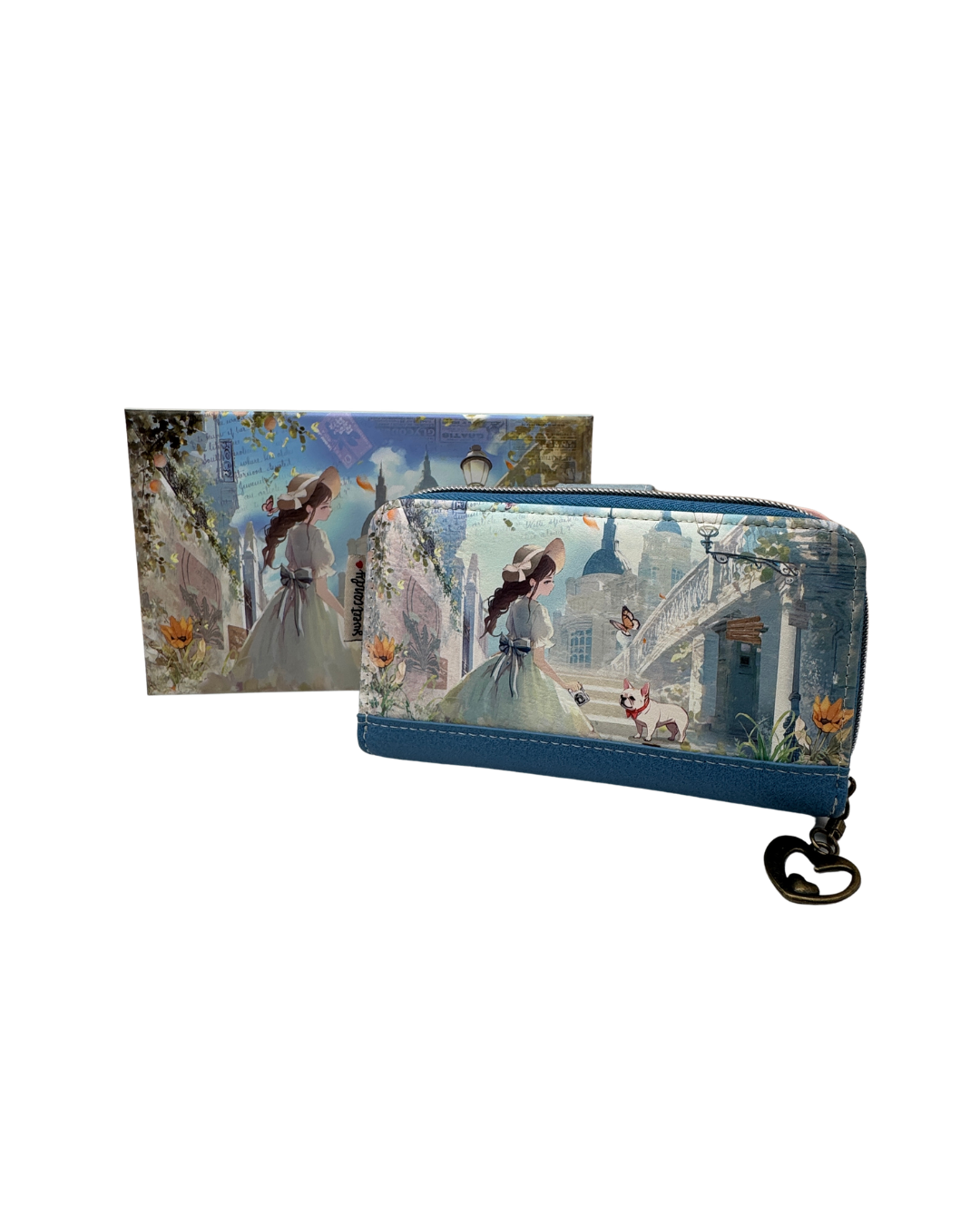 Cartera Billetera Sweet Candy para Mujer - Diseño Mariposas y Paisaje con Cierre de Cremallera y Botón