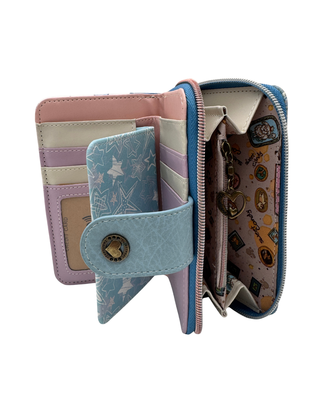 Cartera Billetera Sweet Candy para Mujer - Diseño Mariposas y Paisaje con Cierre de Cremallera y Botón