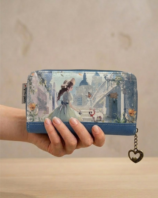 Cartera Billetera Sweet Candy para Mujer - Diseño Mariposas y Paisaje con Cierre de Cremallera y Botón