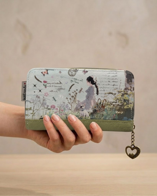 Cartera Billetera Sweet Candy con Protección RFID - Diseño Jardín Vintage y Flores - Cierre de Seguridad y Doble Compartimento