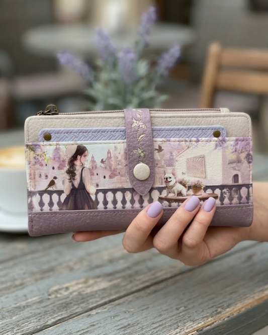 Cartera Billetera Sweet Candy para Mujer - Diseño Romántico Lavanda con Tarjetero y Cremallera