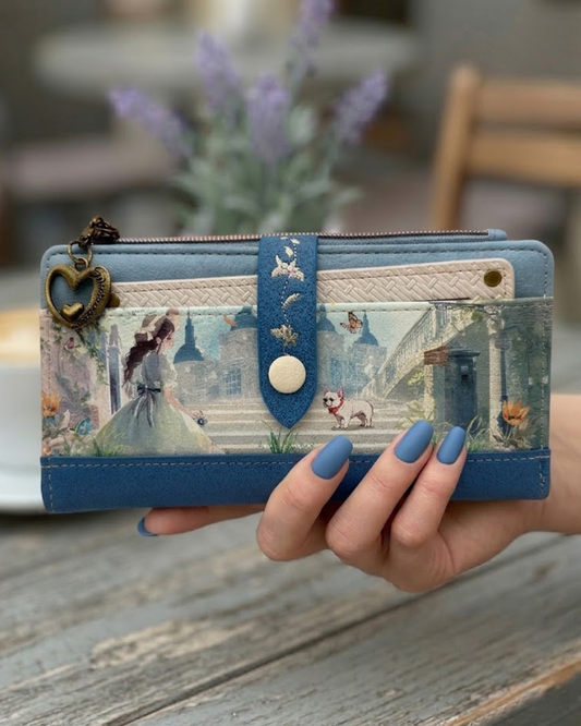 Cartera Billetera Sweet Candy para Mujer - Diseño Romántico Celeste con Tarjetero y Cremallera