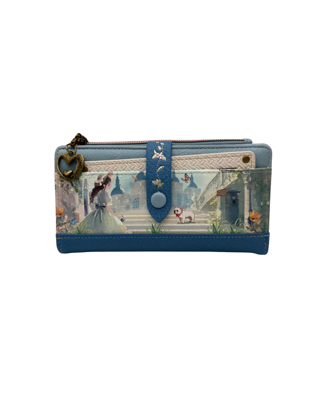 Cartera Billetera Sweet Candy para Mujer - Diseño Romántico Celeste con Tarjetero y Cremallera