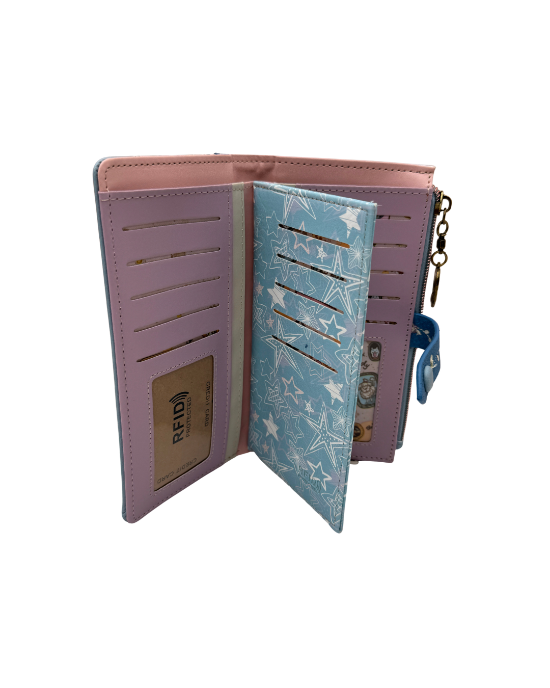Cartera Billetera Sweet Candy para Mujer - Diseño Romántico Celeste con Tarjetero y Cremallera