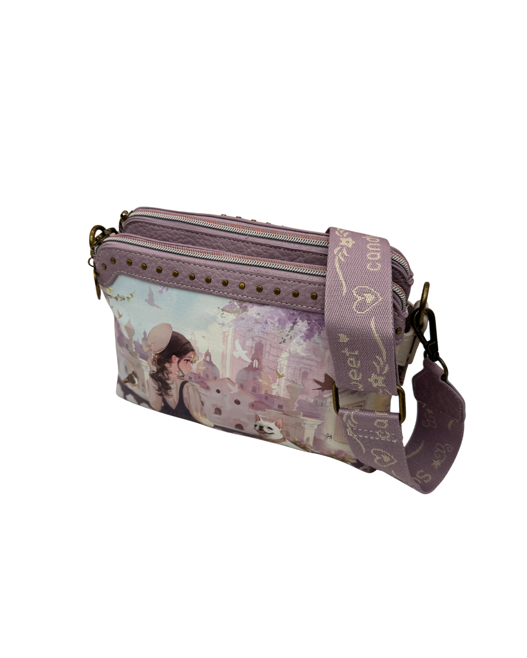 Bolso Bandolera Sweet Candy Lila - Bolso Pequeño De Mano Doble Compartimento