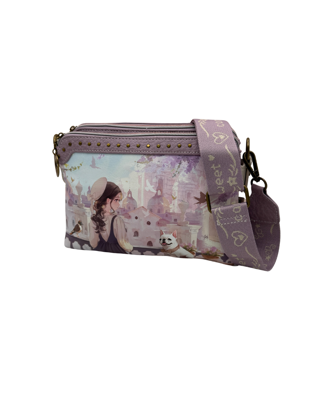 Bolso Bandolera Sweet Candy Lila - Bolso Pequeño De Mano Doble Compartimento