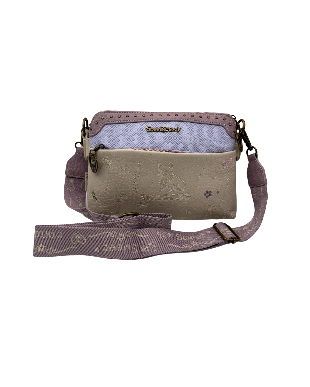 Bolso Bandolera Sweet Candy Lila - Bolso Pequeño De Mano Doble Compartimento