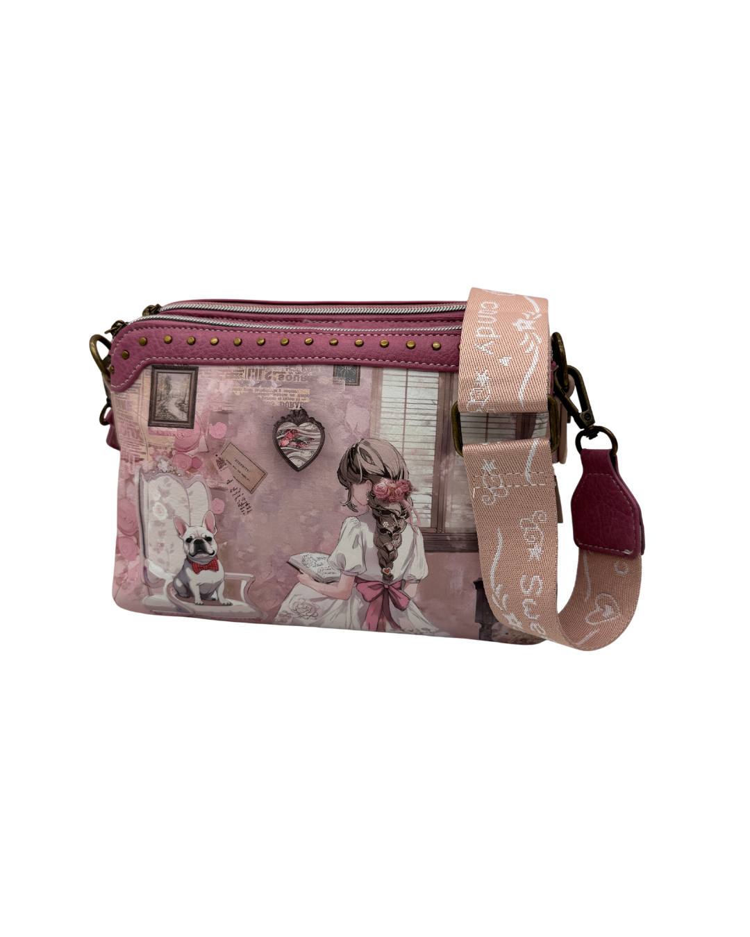 Bolso Bandolera Sweet Candy Rosa - Bolso Pequeño De Mano Doble Compartimento