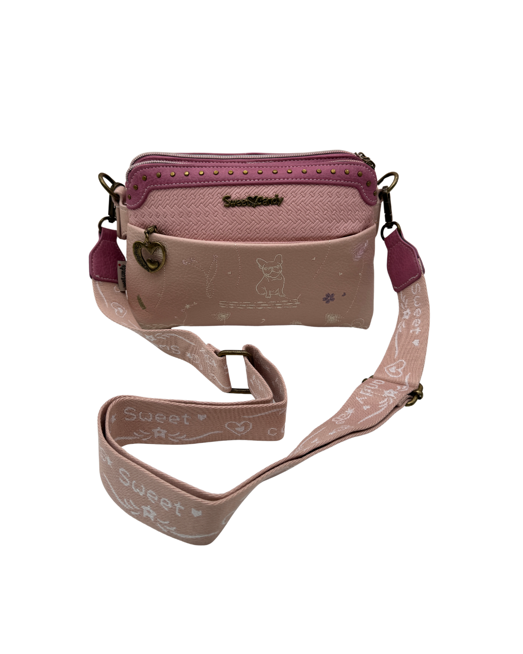 Bolso Bandolera Sweet Candy Rosa - Bolso Pequeño De Mano Doble Compartimento