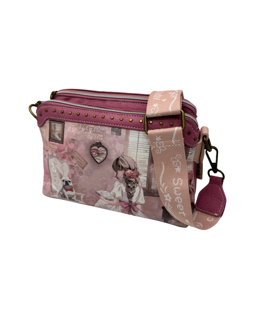 Bolso Bandolera Sweet Candy Rosa - Bolso Pequeño De Mano Doble Compartimento