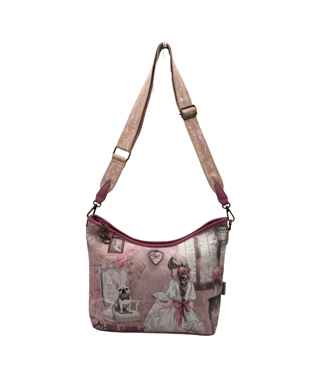 Bolso de Hombro Bandolera Sweet Candy para Mujer - Incluye Neceser Interior - Diseño Vintage con Perrito