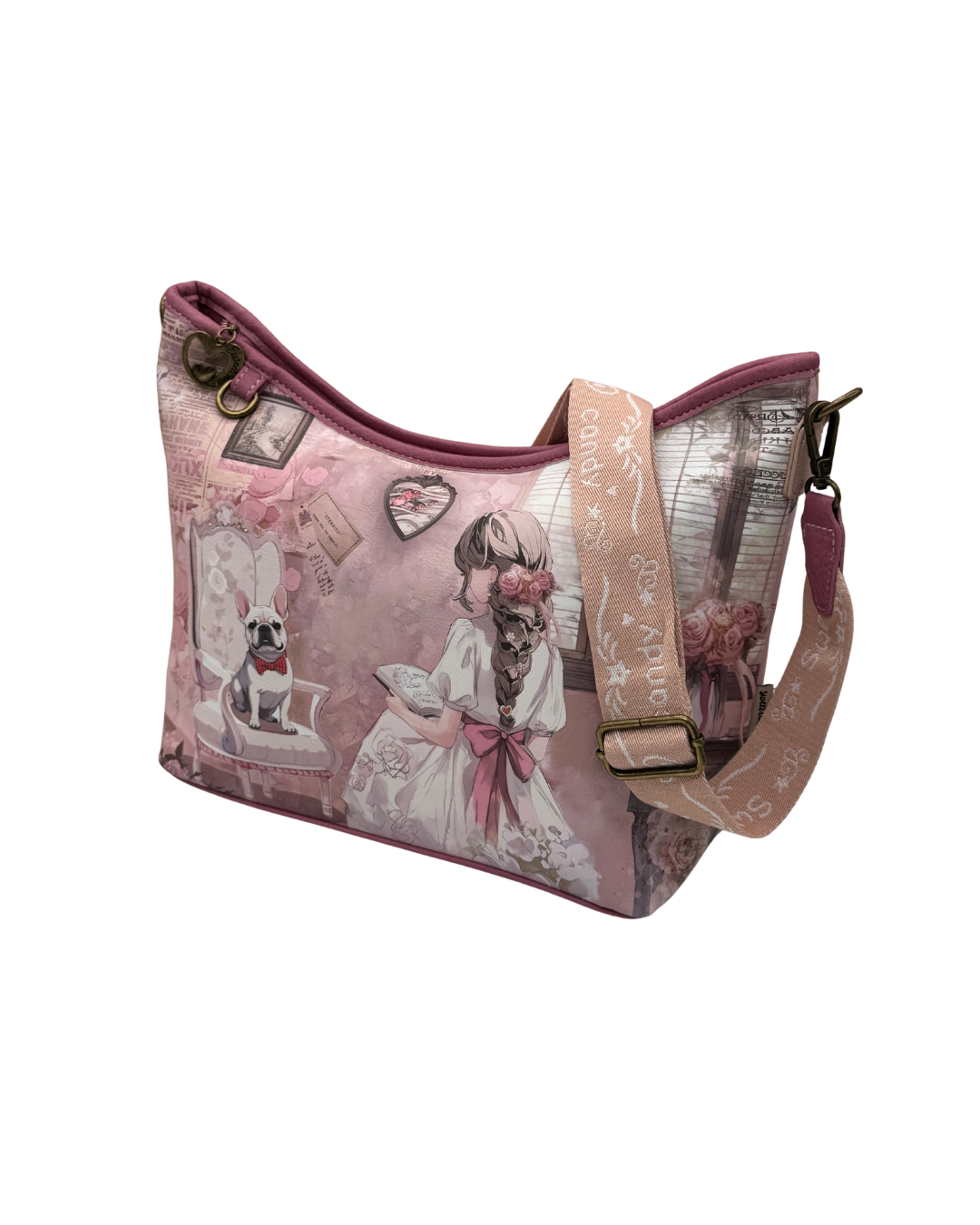 Bolso de Hombro Bandolera Sweet Candy para Mujer - Incluye Neceser Interior - Diseño Vintage con Perrito