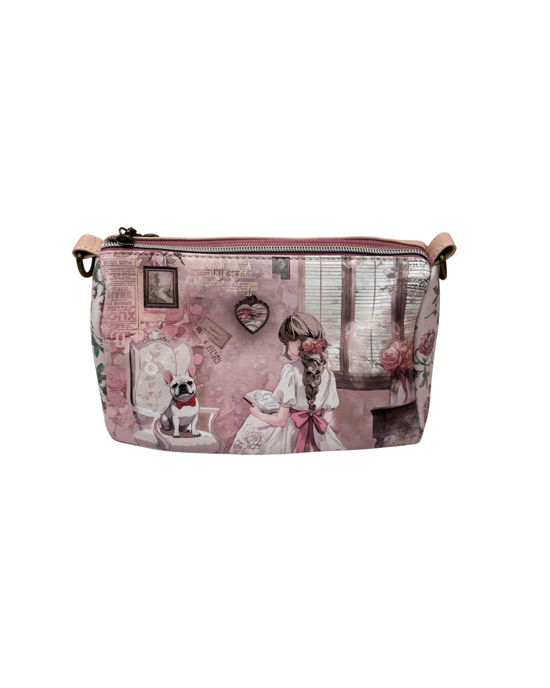 Bolso de Hombro Bandolera Sweet Candy para Mujer - Incluye Neceser Interior - Diseño Vintage con Perrito