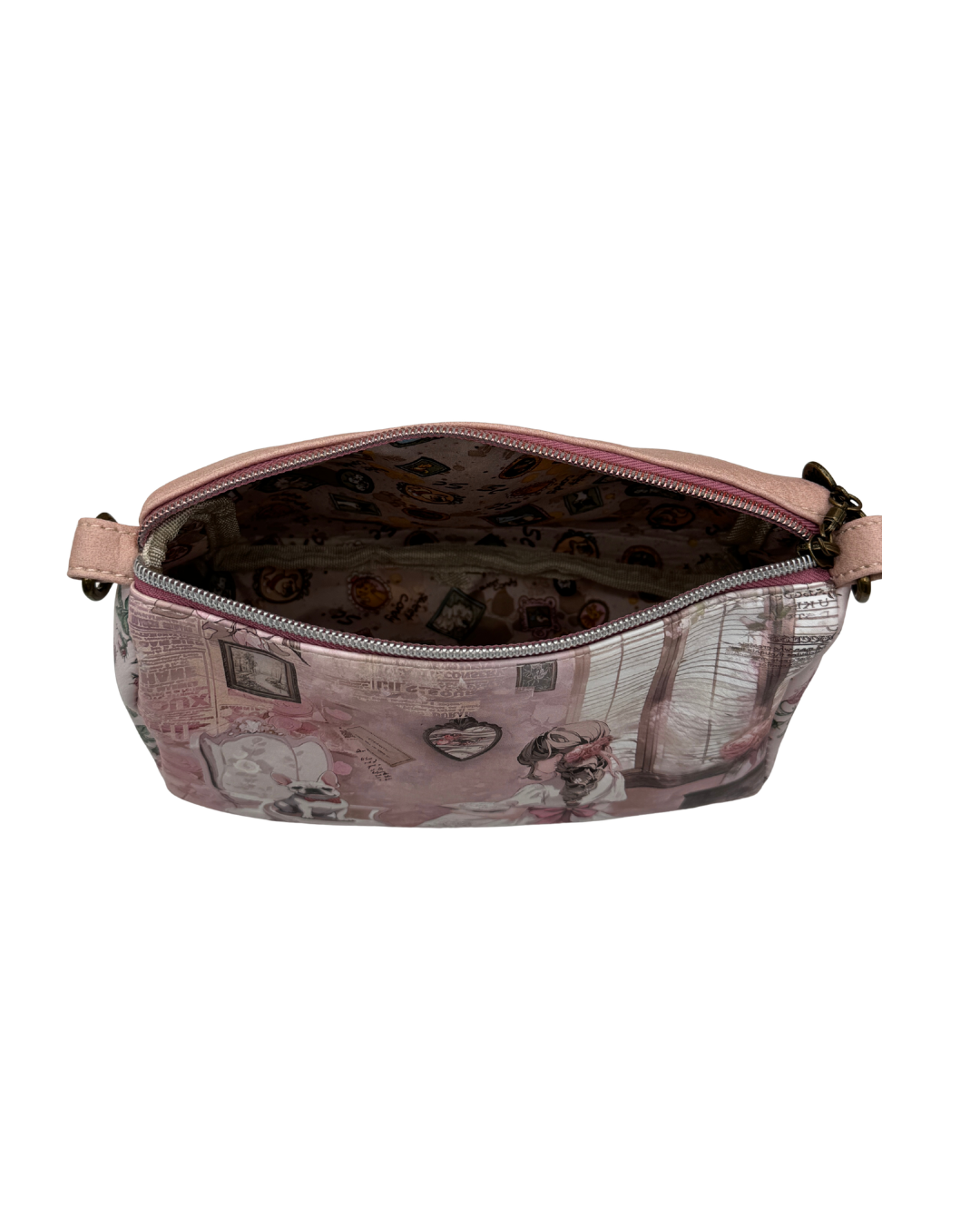 Bolso de Hombro Bandolera Sweet Candy para Mujer - Incluye Neceser Interior - Diseño Vintage con Perrito