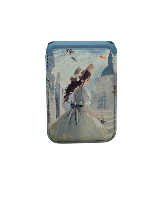 Tarjetero y Soporte Magnético Sweet Candy para Móvil - Soporte MagSafe con Diseño Artístico azul