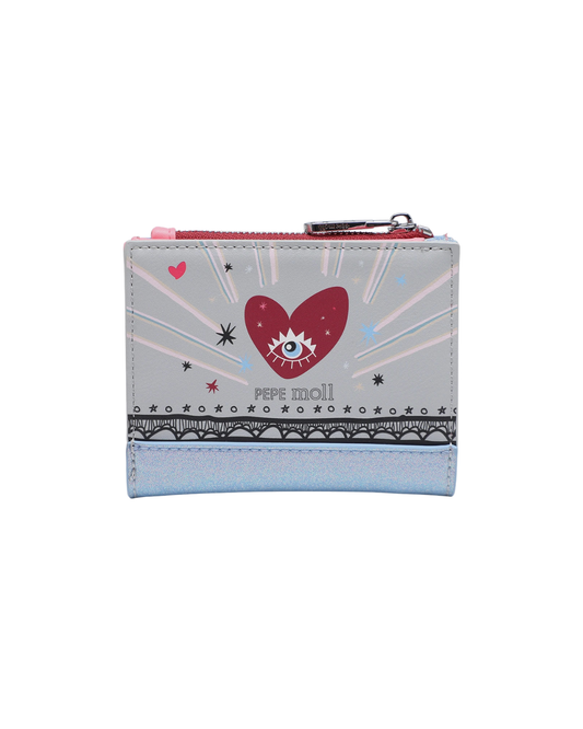 Cartera Pequeña Pepe Moll con Corazón y Acabado Glitter - Billetero Mujer