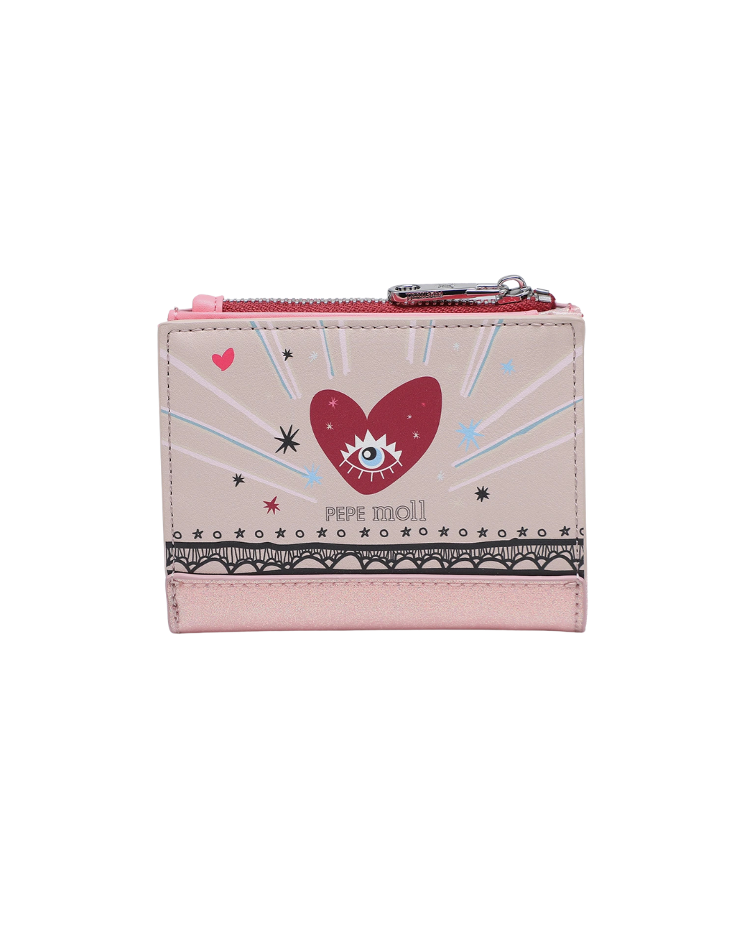 Cartera Pequeña Pepe Moll con Corazón y Acabado Glitter - Billetero Mujer Rosa