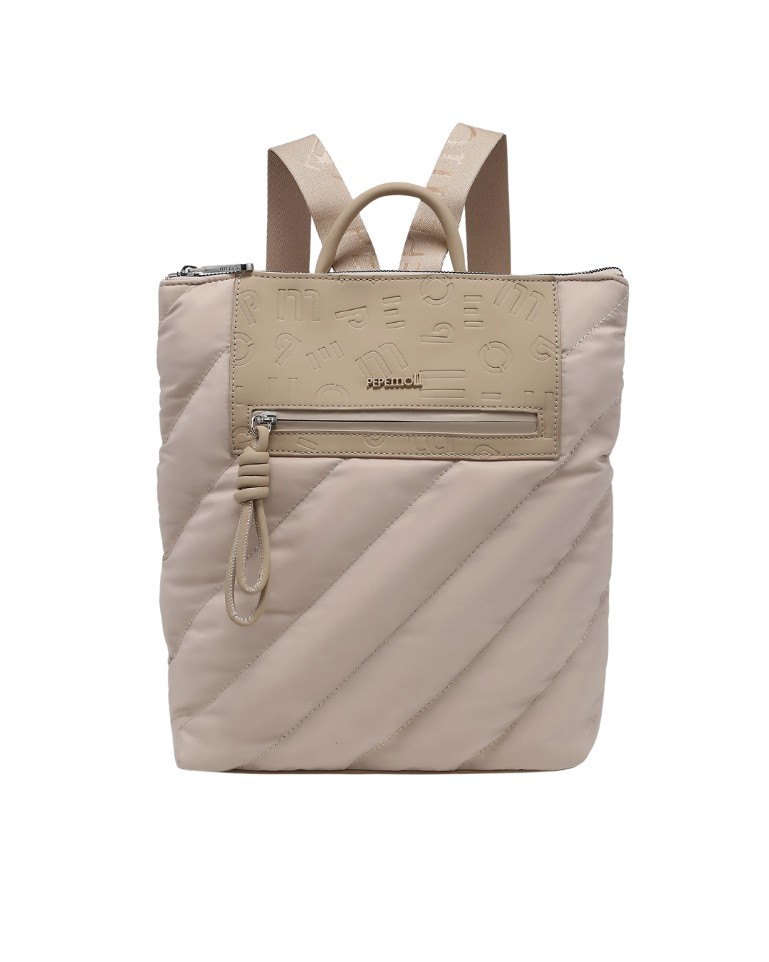 Mochila Pepe Moll Acolchada Nylon Arena - Bolso Mochila Mujer Elegante