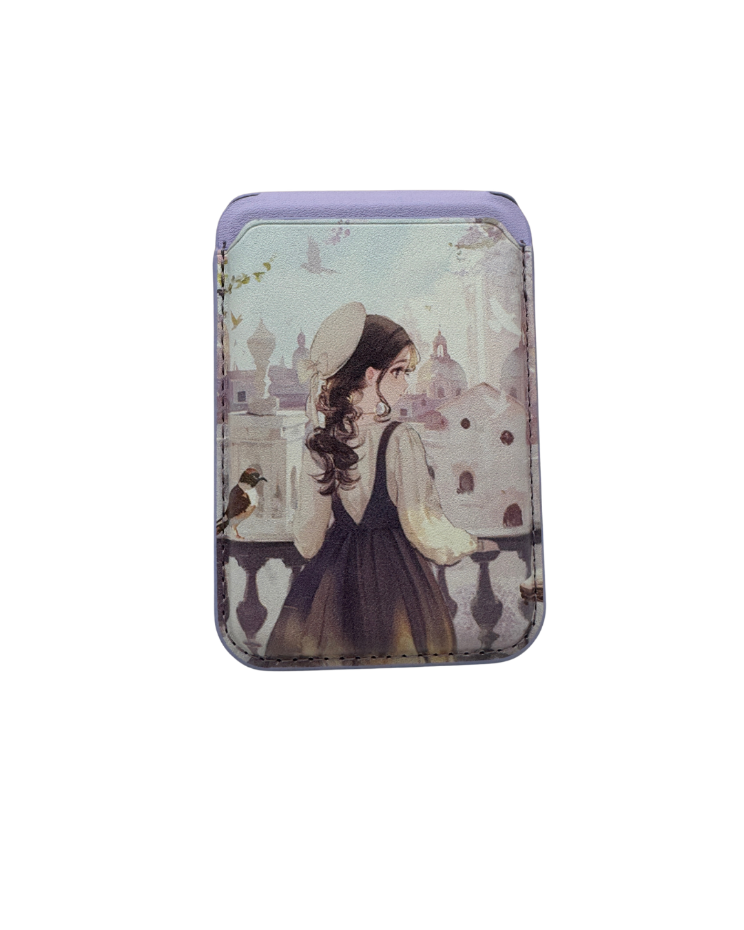 Tarjetero y Soporte Magnético Sweet Candy para Móvil - Soporte MagSafe con Diseño Artístico Lila