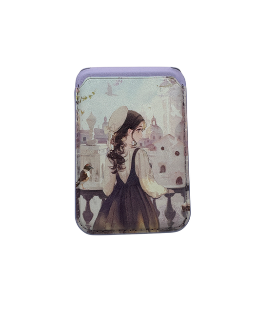 Tarjetero y Soporte Magnético Sweet Candy para Móvil - Soporte MagSafe con Diseño Artístico Lila