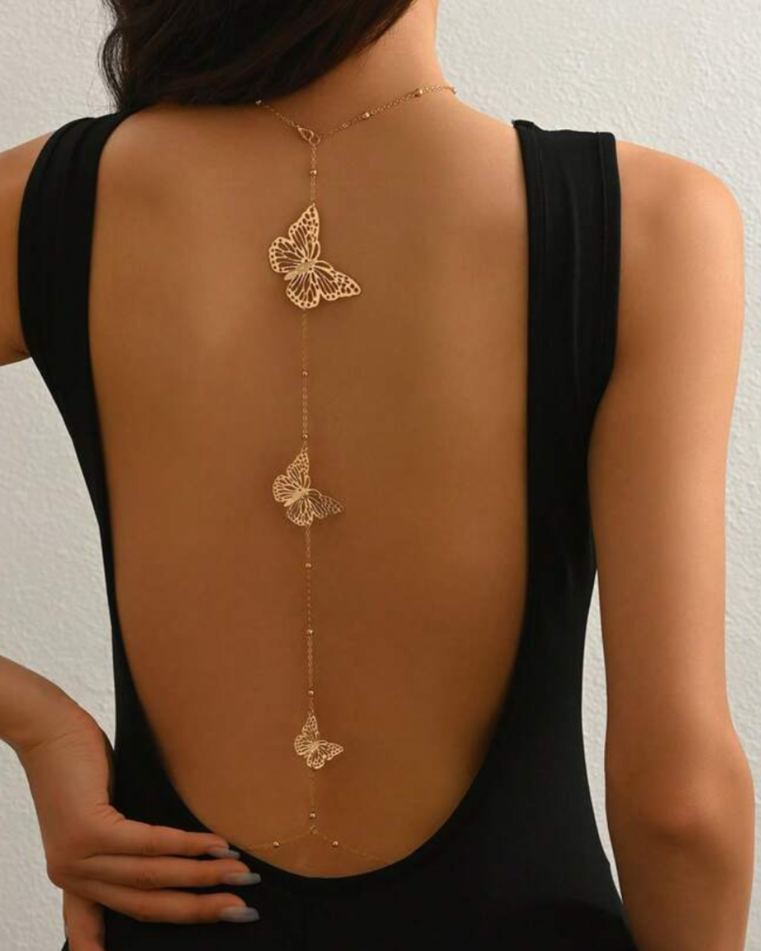 Collar Body Chain Mariposas Dorado - Joya Versátil para Espalda y Escote
