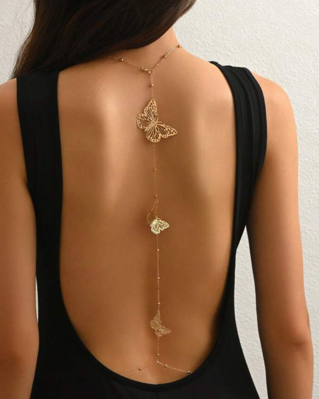 Collar Body Chain Mariposas Dorado - Joya Versátil para Espalda y Escote