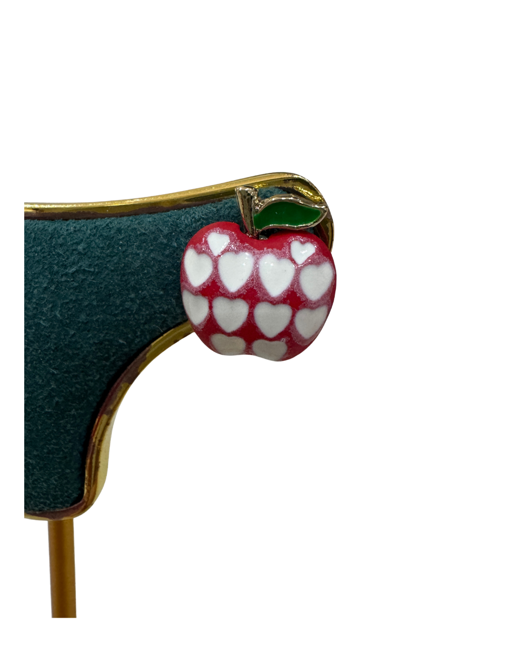 Pendientes de Manzana Roja con Corazones - Joyería Artesanal Esmaltada